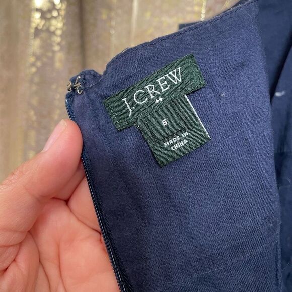 J.Crew Navy Blue Ivory Mirabel Lawn Embroidered Floral Mini Dress, Size 6 - Picture 8 of 8